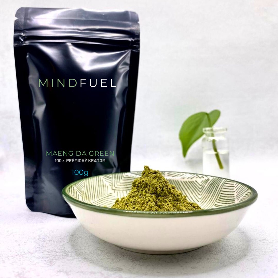 MIndfuel-Kratom-Maeng-Da-Green-in-a-black-doypack-with-a-white-background