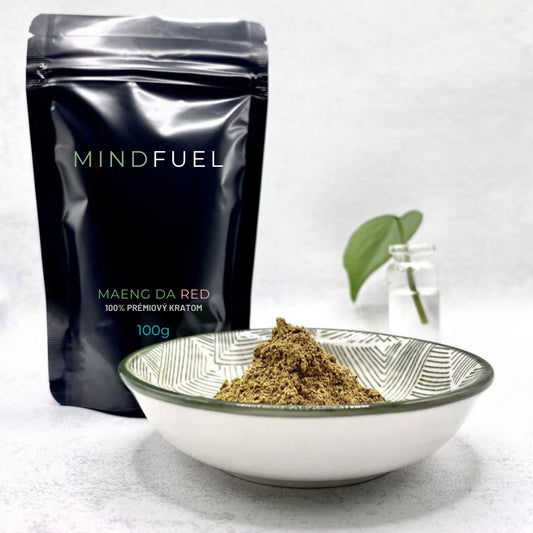 MIndfuel-Kratom-Maeng-Da-Red-in-a-black-doypack-with-a-white-background